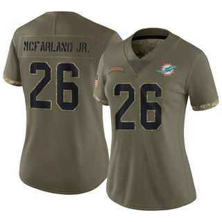 Limited Anthony McFarland Jr. Women's Miami Dolphins 2022 Salute To Service Jersey - Olive